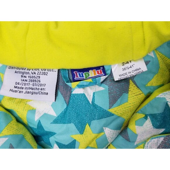 Lupilu Kids Insulated Rain  Jacket Hooded Star Patterned Blue Green Water-proof - Picture 3 of 12